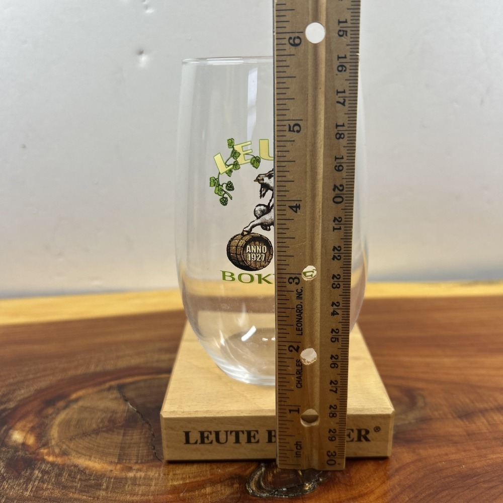 Leute Bokbier Belgian Beer‎ Stemless 0.33L Glass with Printed Logo Wooden Holder - Picture 5 of 6
